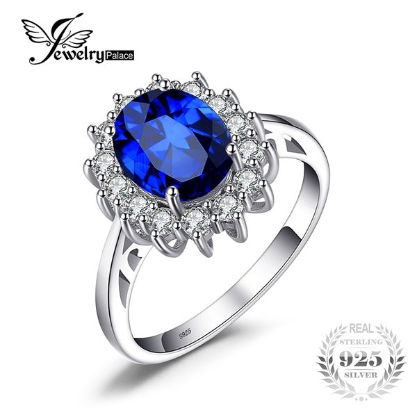 Fine Jewelry Princess Diana William Kate Created Sapphire Wedding Engagement 925 Silver Ring for Women